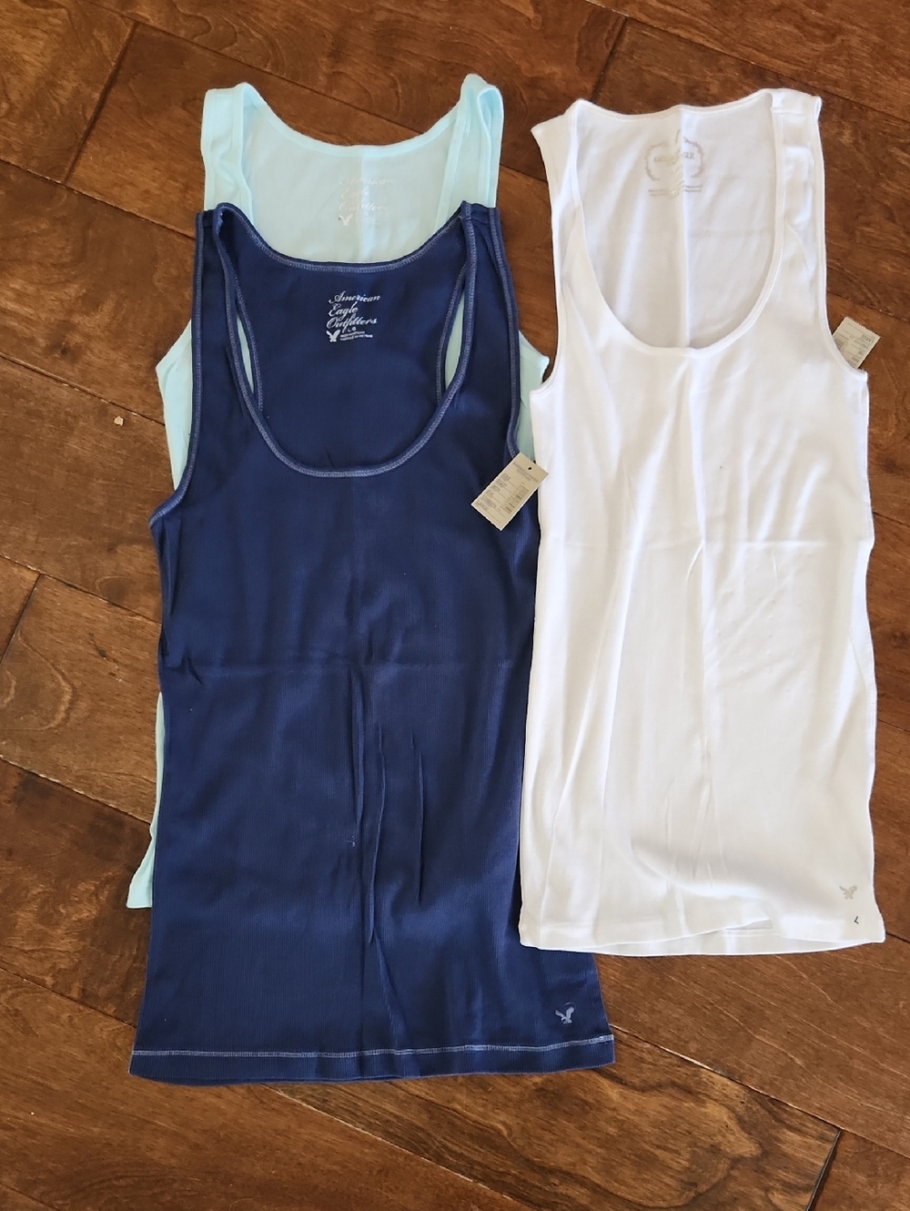 American Eagle Outfitters Women’s Navy, White & Light Blue Scoop Neck Tank Tops